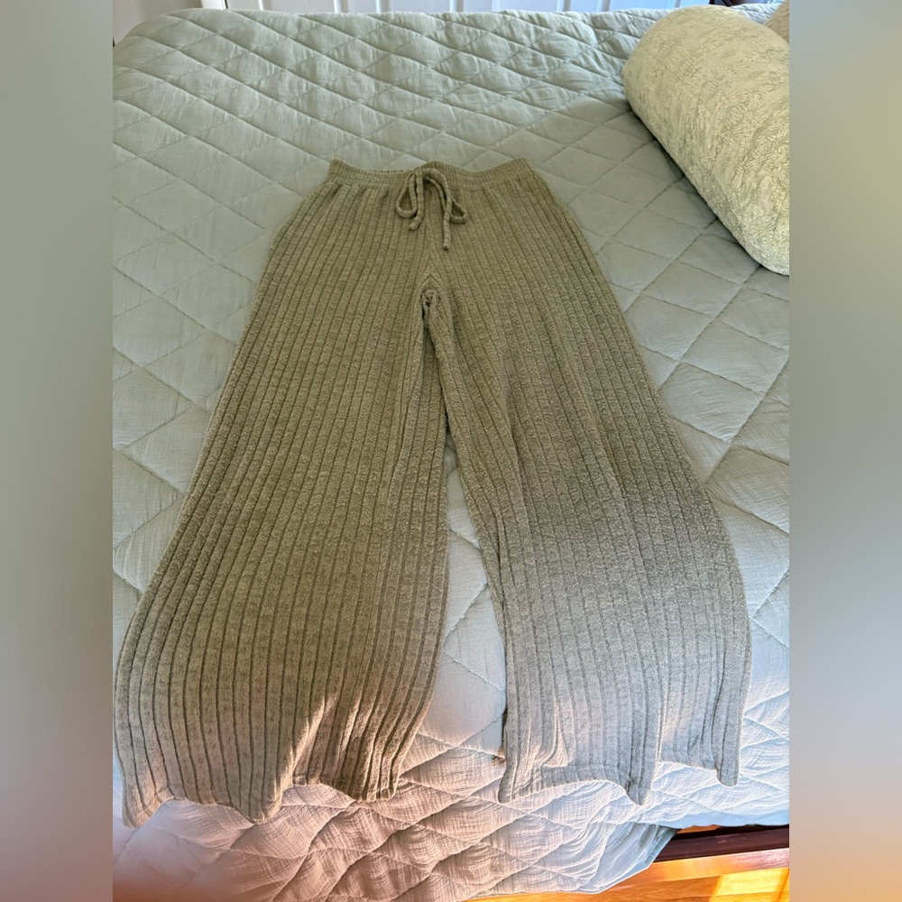 Sage green wide leg pants